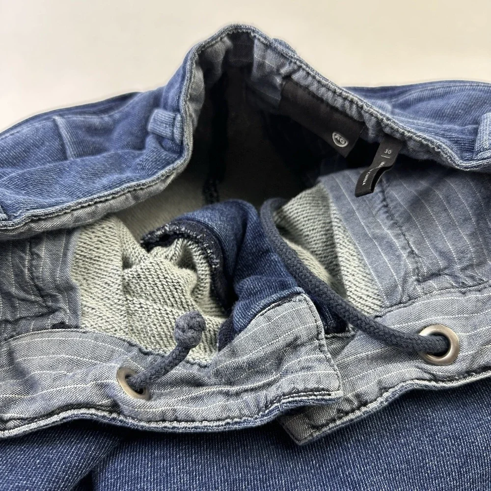 AG Adriano Goldschmied Jogger Pants 30 Blue Pleated Knit Denim 1213UFT-IKD-SEV